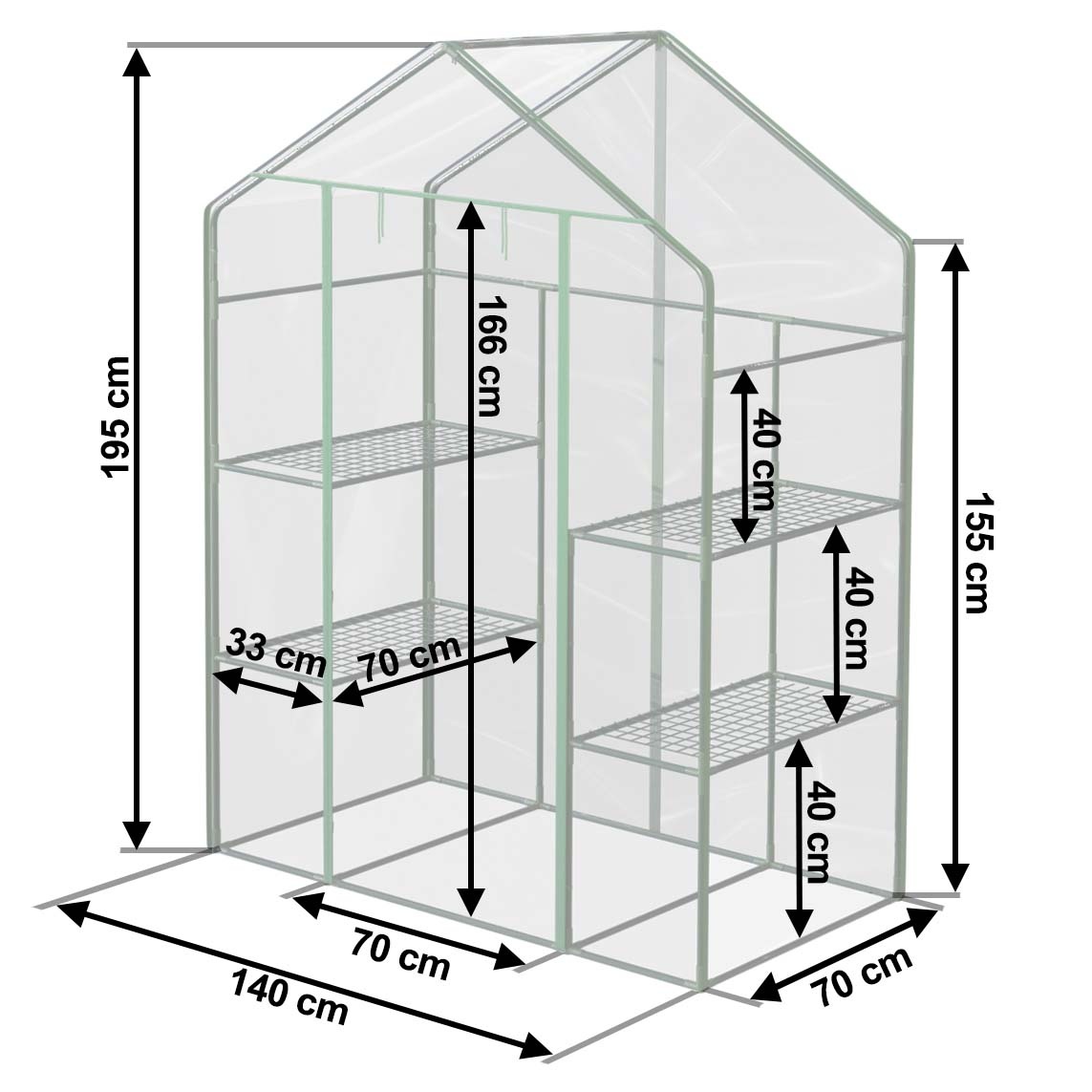 Plonos Minikas voor in de tuin of op het balkon 70 x 140 x 195 cm