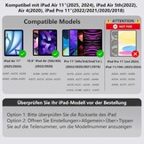 Magic Keyboard voor Air 11 inch (M2 2024/M3 2025) en iPad Pro 11 inch (1st/2nd/3rd/4th) en 10,9 inch Air 5/4e generatie hoes met toetsenbord, Bluetooth, USB-C oplaadfunctie, geïntegreerd
