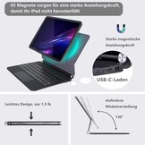 Magic Keyboard voor Air 11 inch (M2 2024/M3 2025) en iPad Pro 11 inch (1st/2nd/3rd/4th) en 10,9 inch Air 5/4e generatie hoes met toetsenbord, Bluetooth, USB-C oplaadfunctie, geïntegreerd
