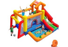Springkasteel Snoephuis Thema Blauw 343x280x203 cm - 37% Korting