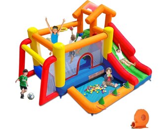 Ballsea Springkasteel met ventilator, springkasteel voor kinderen, indoor, cadeaus voor kinderverjaardagsfeestjes, 343 x 280 x 203 cm