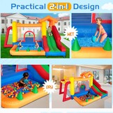 Ballsea Springkasteel met ventilator, springkasteel voor kinderen, indoor, cadeaus voor kinderverjaardagsfeestjes, 343 x 280 x 203 cm