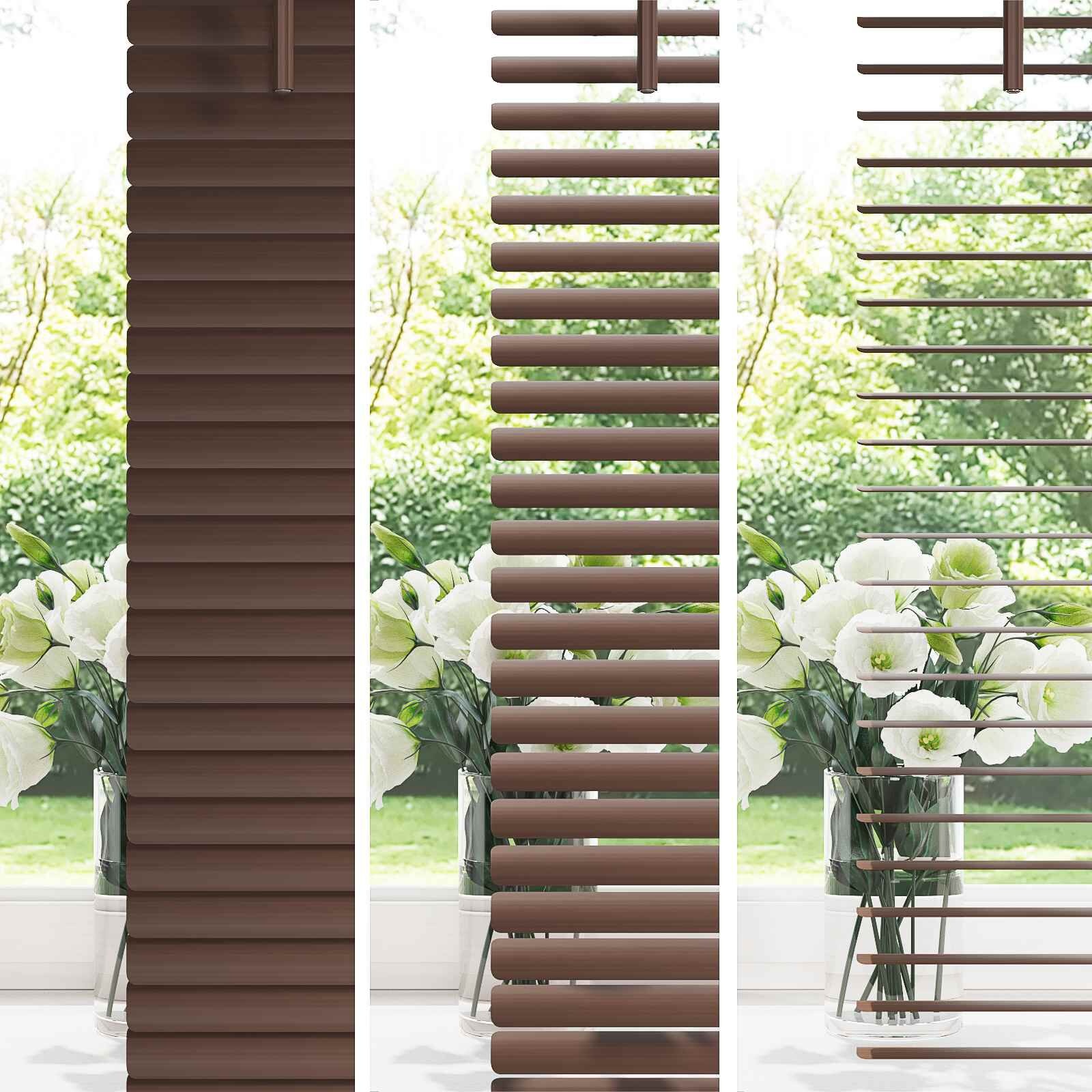 vidaXL Venetiaanse jaloezie Donkerbruin met Patroon 213 x 150 cm 25 mm