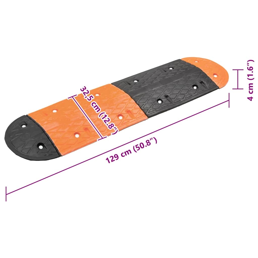 vidaXL Verkeersdrempel 129x32,5x4 rubber geel en zwart