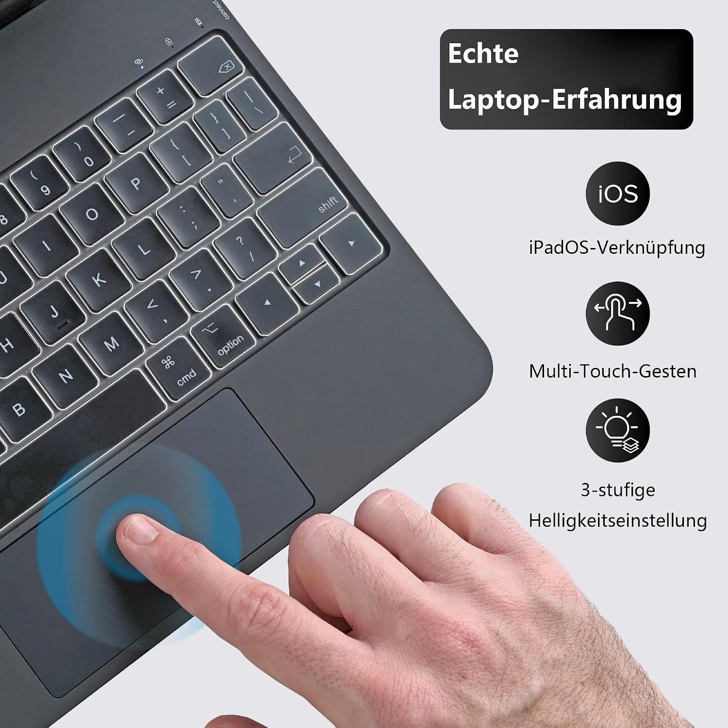 Magic Keyboard voor Air 11 inch (M2 2024/M3 2025) en iPad Pro 11 inch (1st/2nd/3rd/4th) en 10,9 inch Air 5/4e generatie hoes met toetsenbord, Bluetooth, USB-C oplaadfunctie, geïntegreerd