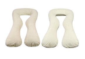 U-vorm Voedingskussen Groot - 100% Katoen Beige Geruit - 49% Korting