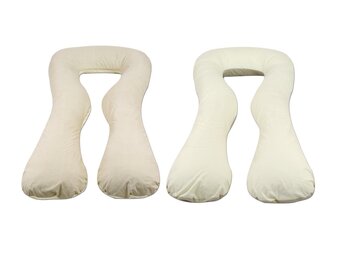 Voedingskussen - Zwangerschapskussen - groot - 100% katoen - beige geruit - beige
