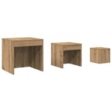 vidaXL 3-delige Tafeltjesset bewerkt hout artisanaal eikenkleur