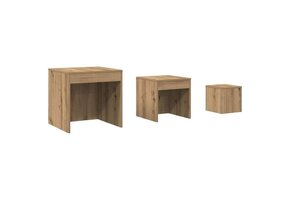 vidaXL Tafeltjesset 3-delig Bewerkt Hout Artisanaal Eikenkleur 40% Korting