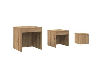vidaXL 3-delige Tafeltjesset bewerkt hout artisanaal eikenkleur