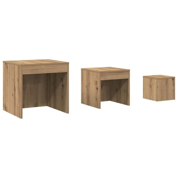 vidaXL 3-delige Tafeltjesset bewerkt hout artisanaal eikenkleur