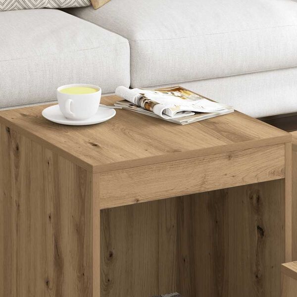 vidaXL 3-delige Tafeltjesset bewerkt hout artisanaal eikenkleur