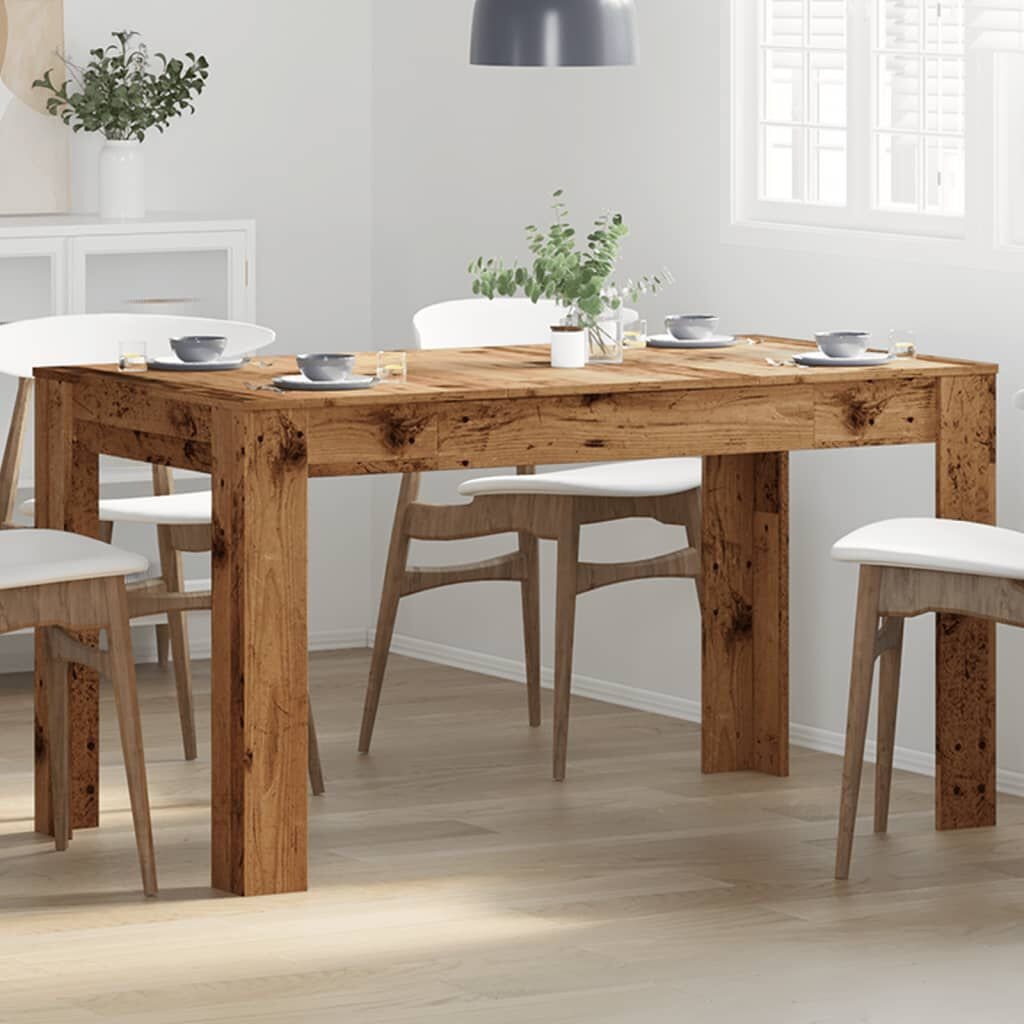 vidaXL Eettafel 140x74,5x76 cm bewerkt hout oud houtkleurig
