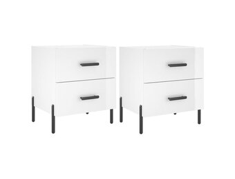vidaXL Nachtkastjes 2 st 40x35x47,5 cm bewerkt hout hoogglans wit