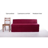 Opvouwbaar matras met hoofdkussen - Wasbare hoes - 200cm x 120cm x 10cm - bordeaux