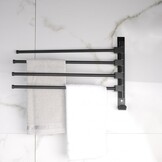 Zwart Handdoekenrek Wandmontage 4 Zwenkarmen - 38,5x24 cm - 58% Korting