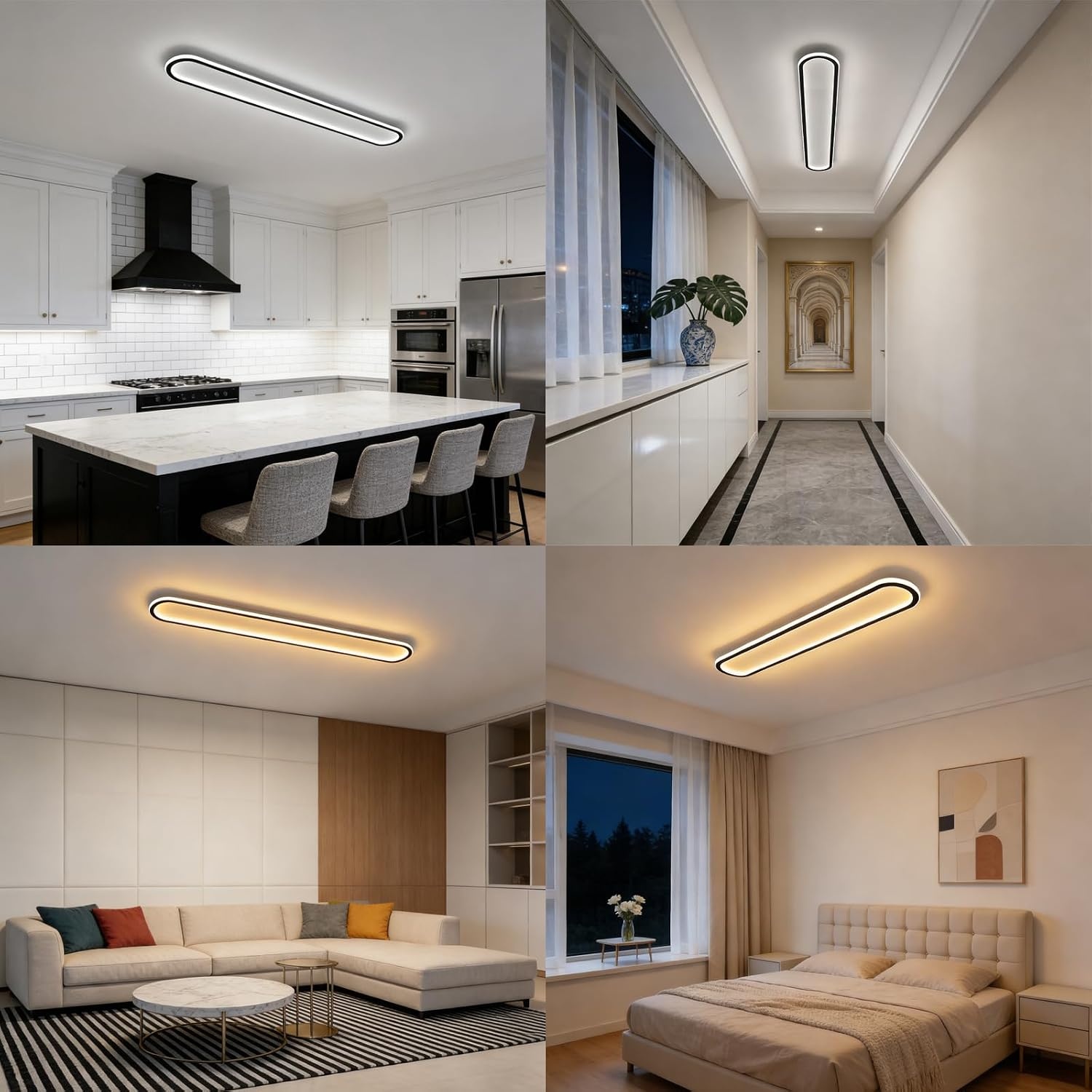 LED Plafondlamp Zwart 120cm Dimbare met Afstandsbediening | -47% Korting