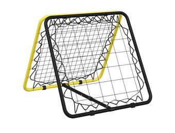 vidaXL Voetbalrebounder dubbelzijdig verstelbaar staal geel en zwart