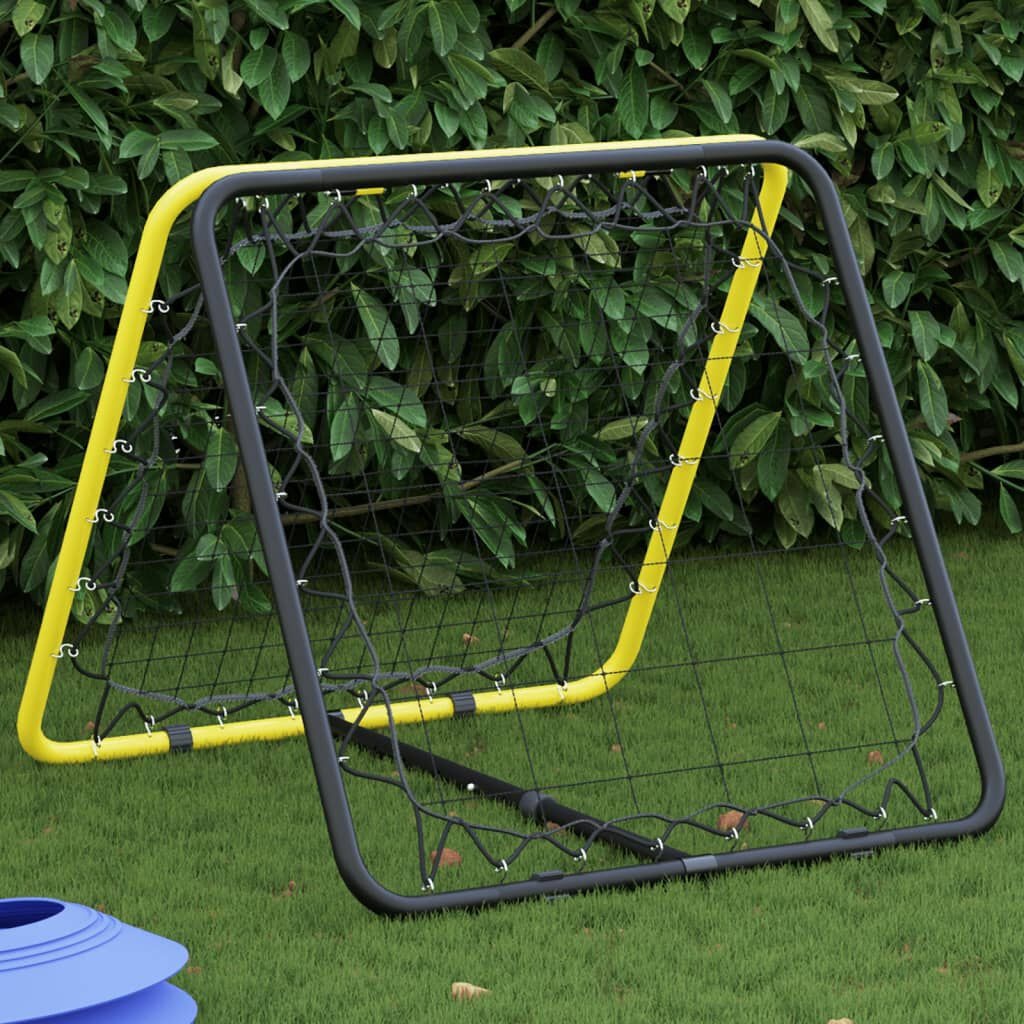 vidaXL Voetbalrebounder dubbelzijdig verstelbaar staal geel en zwart