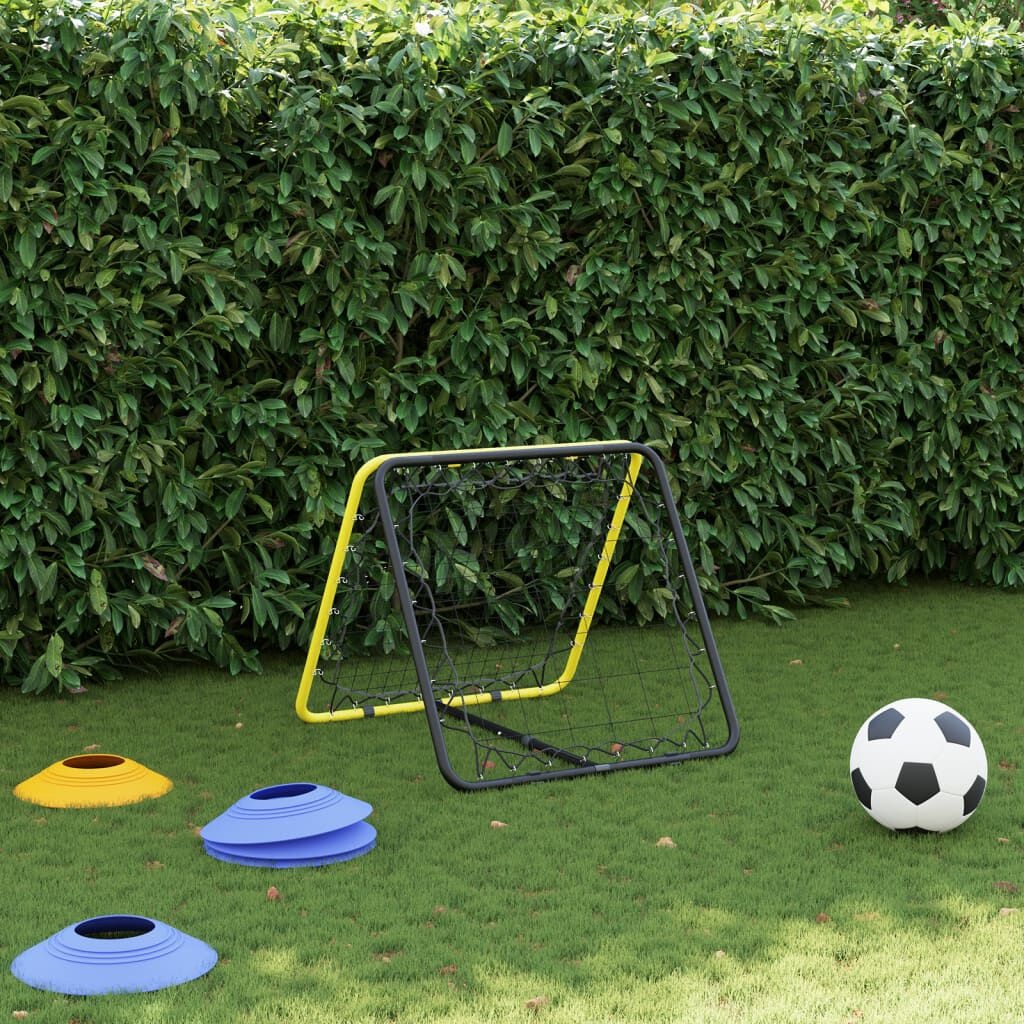 vidaXL Voetbalrebounder dubbelzijdig verstelbaar staal geel en zwart