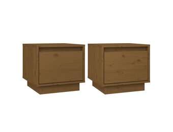 vidaXL Nachtkastjes 2 st 35x34x32 cm massief grenenhout honingbruin