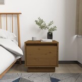 vidaXL Nachtkastjes 2 st 35x34x32 cm massief grenenhout honingbruin