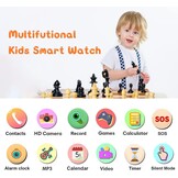 Smartwatch voor kinderen met camera Muziekhorloge Telefoon Spraakoproep SOS Games Wekker, babymeisje en jongen 3-12 jaar Cadeau