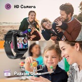 Smartwatch voor kinderen met camera Muziekhorloge Telefoon Spraakoproep SOS Games Wekker, babymeisje en jongen 3-12 jaar Cadeau