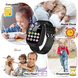 Smartwatch voor kinderen met camera Muziekhorloge Telefoon Spraakoproep SOS Games Wekker, babymeisje en jongen 3-12 jaar Cadeau