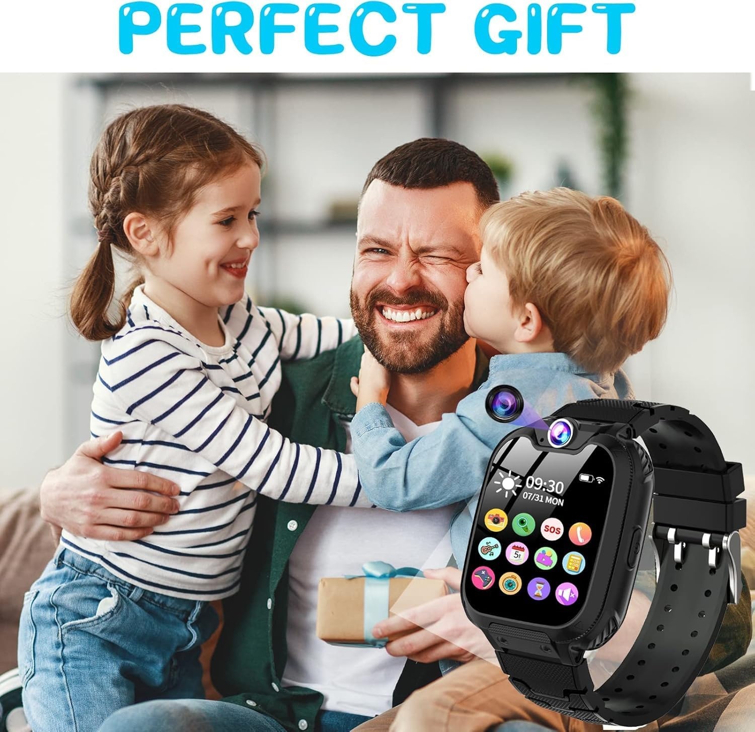 Smartwatch voor kinderen met camera Muziekhorloge Telefoon Spraakoproep SOS Games Wekker, babymeisje en jongen 3-12 jaar Cadeau
