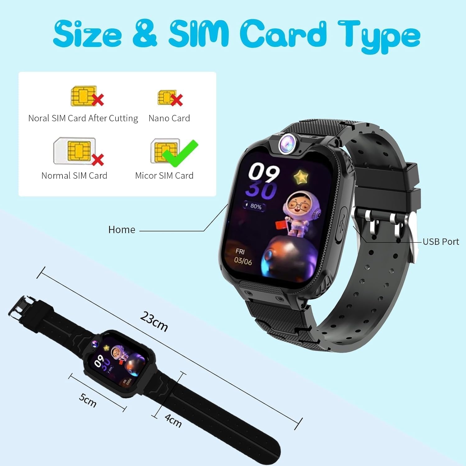 Smartwatch voor kinderen met camera Muziekhorloge Telefoon Spraakoproep SOS Games Wekker, babymeisje en jongen 3-12 jaar Cadeau