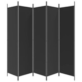 5-delig Kamerscherm Zwart 250x200 cm - 29% Korting!