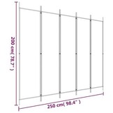 5-delig Kamerscherm Zwart 250x200 cm - 29% Korting!