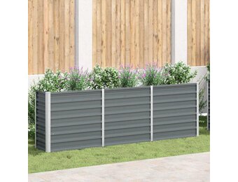 vidaXL Plantenbak verhoogd 240x40x77 cm gegalvaniseerd staal grijs
