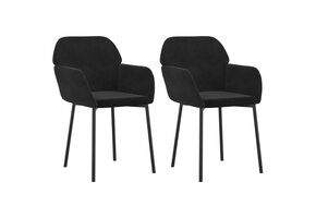 vidaXL Eetkamerstoelen Fluweel Zwart (2 stuks) - 37% Korting!