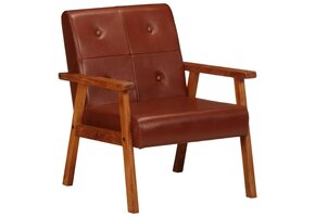 vidaXL Fauteuil Echt Leer Bruin - 41% Korting