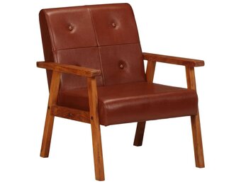 vidaXL Fauteuil echt leer bruin