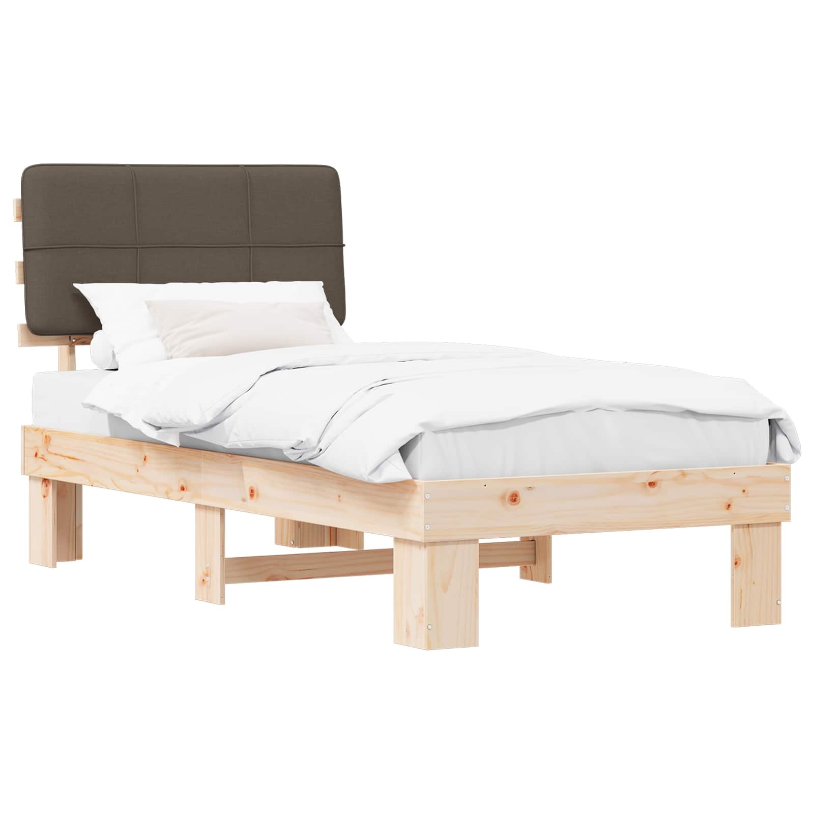 vidaXL Bedframe met Gevoerd Hoofdgedeelte Taupe 90 x 200 cm