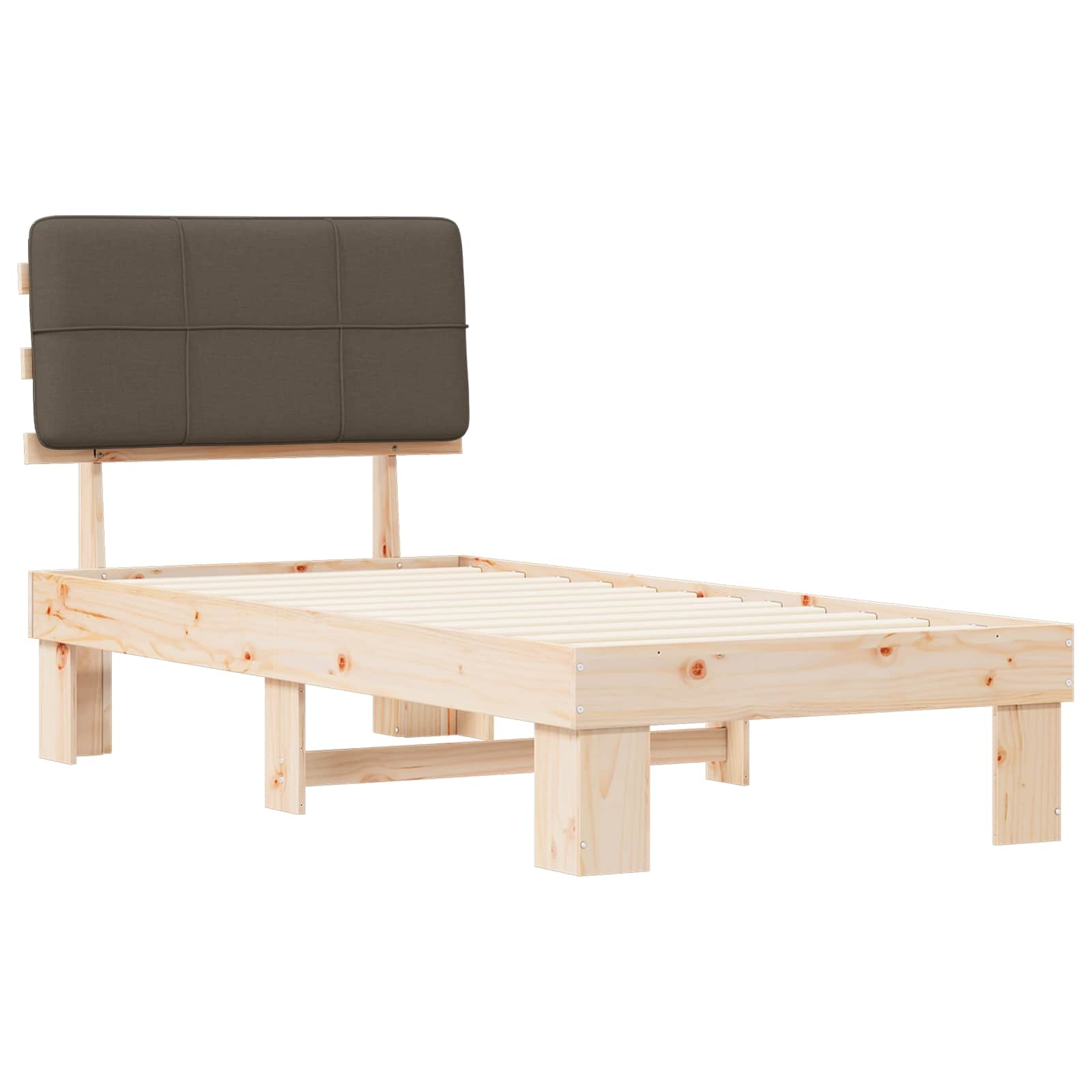 vidaXL Bedframe met Gevoerd Hoofdgedeelte Taupe 90 x 200 cm