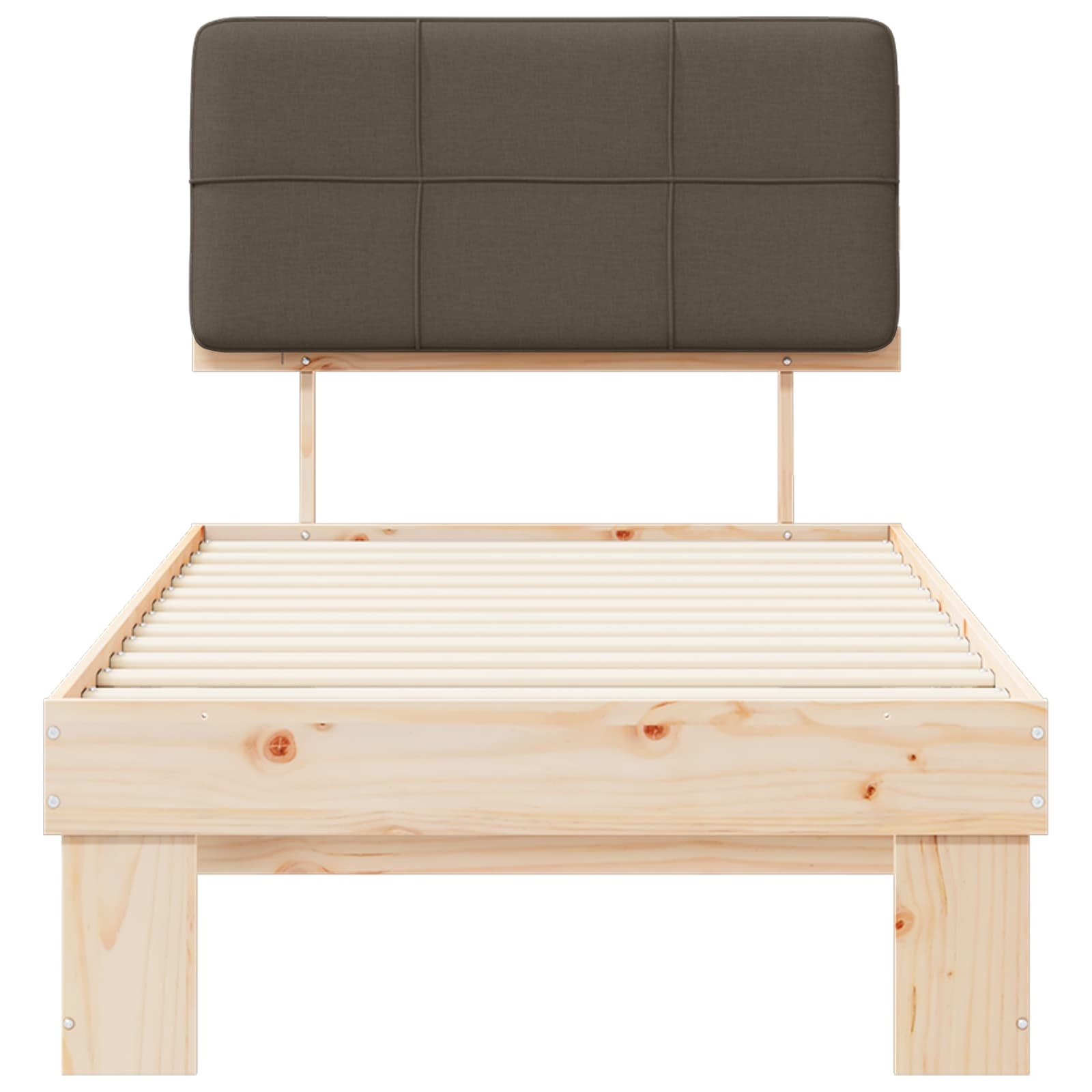 vidaXL Bedframe met Gevoerd Hoofdgedeelte Taupe 90 x 200 cm
