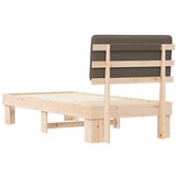 vidaXL Bedframe met Gevoerd Hoofdgedeelte Taupe 90 x 200 cm