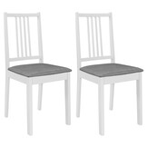 Eetkamerstoelen 2 stuks massief hout wit met kussens - 34% korting