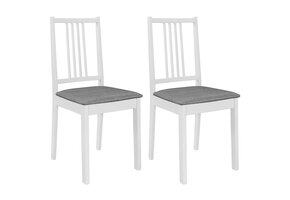Eetkamerstoelen met kussens, 2 stuks, massief hout, wit, 41% korting