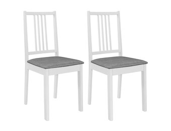 Eetkamerstoelen 2 stuks massief hout wit met kussens - 34% korting