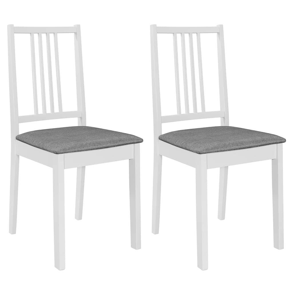 Eetkamerstoelen 2 stuks massief hout wit met kussens - 34% korting