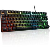 The G-Lab Keyz Caesium TKL Gaming-toetsenbord, TKL, 87 toetsen, bekabeld, USB, AZERTY, Frans, led-achtergrondverlichting, meerkleurig, compact, zonder cijferblok, voor PC/PS4/PS5, nieuw (zwart)