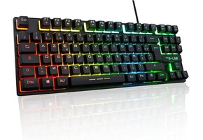 Gaming Toetsenbord Zwart AZERTY TKL 87 Toetsen met LED-Achtergrondverlichting (38% Korting)