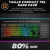 The G-Lab Keyz Caesium TKL Gaming-toetsenbord, TKL, 87 toetsen, bekabeld, USB, AZERTY, Frans, led-achtergrondverlichting, meerkleurig, compact, zonder cijferblok, voor PC/PS4/PS5, nieuw (zwart)