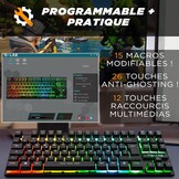 The G-Lab Keyz Caesium TKL Gaming-toetsenbord, TKL, 87 toetsen, bekabeld, USB, AZERTY, Frans, led-achtergrondverlichting, meerkleurig, compact, zonder cijferblok, voor PC/PS4/PS5, nieuw (zwart)