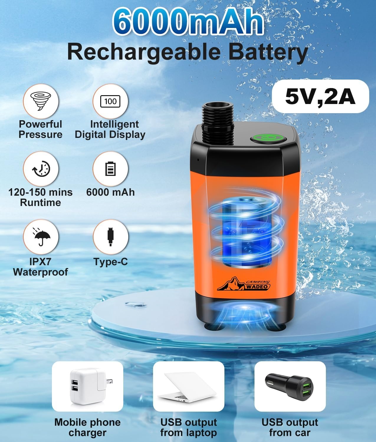 Draagbare Campingdouche met 20L Emmer & Oplaadbare Pomp - 29% Korting